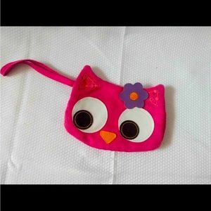 Cute little pink owl coin pouch girls purse wristlet clutch great condition